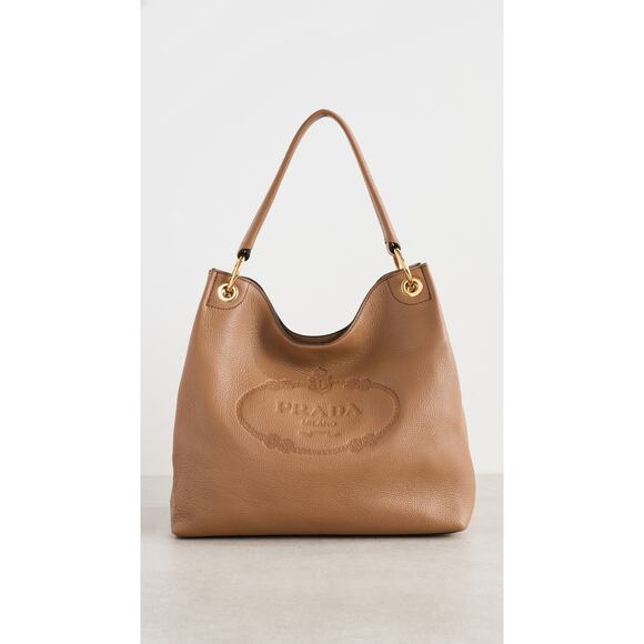 Prada Handbags - Prada 'Vitello' Brown Leather Phenix Shoulder Bag